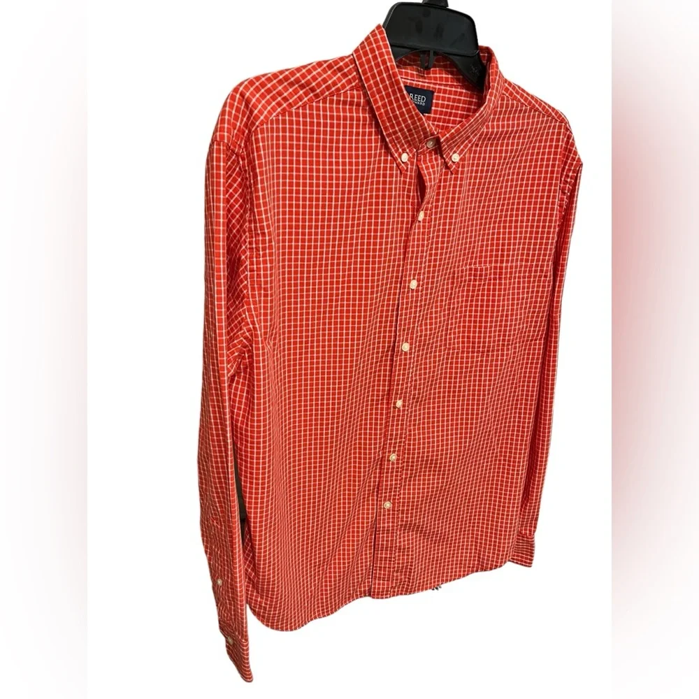 Reed Edward’s Men’s Orange & White Plaid Long Sleeve Button Down Shirt - Large - Picture 4 of 8